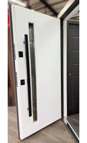 Вхідні двері «Копенгаген», товщина полотна 96 мм (2 контури), склопакет, накладки композитна касета 16 мм/ МДФ 26 мм