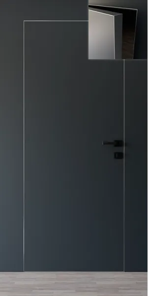 Міжкімнатні фарбовані двері прихованого монтажу «Hide-05-painted»‎ Фаворит з білим алюмінієвим торцем