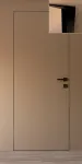 Межкомнатная крашеная дверь скрытого монтажа «Hide-06-painted» Фаворит c черным алюминиевым торцом