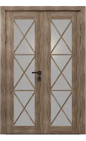 Распашные межкомнатные двери «Modern-45-2» цвет Дуб Янтарный