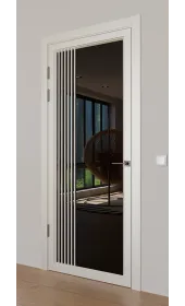 Міжкімнатні фарбовані двері з дзеркалом «Modern-72-painted mirror black»‎ Фаворит