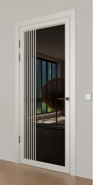 Міжкімнатні фарбовані двері з дзеркалом «Modern-72-painted mirror black»‎ Фаворит