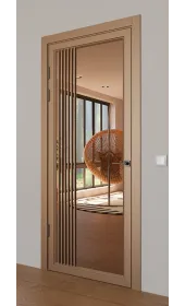 Міжкімнатні фарбовані двері з дзеркалом «Modern-72-painted mirror bronze»‎ Фаворит