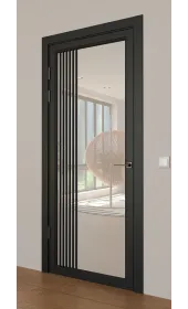 Межкомнатная крашеная дверь с зеркалом «Modern-72-painted mirror milk» Фаворит