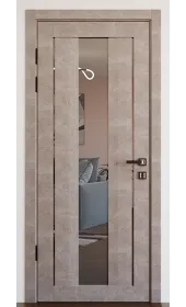 Межкомнатная дверь с зеркалом «Modern-74-mirror grafit»‎ цвет бетон кремовый