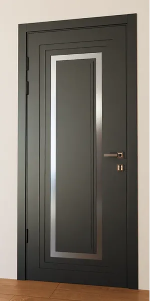 Міжкімнатні фарбовані двері з дзеркалом «Modern-76-painted mirror grafit satyn»‎ Фаворит