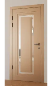 Межкомнатная крашеная дверь с зеркалом «Modern-76-painted mirror milk» Фаворит