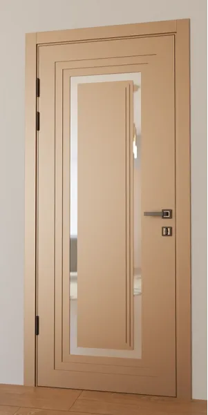 Міжкімнатні фарбовані двері з дзеркалом «Modern-76-painted mirror milk»‎ Фаворит