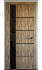 Межкомнатная дверь «‎Modern-80-black»‎ цвет дуб янтарный