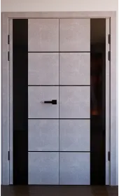 Межкомнатная двойная дверь «Modern-80-2-black»‎ цвет бетон кремовый