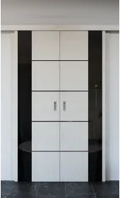 Межкомнатная двойная раздвижная дверь «Modern-80-2-slider-black» цвет дуб белый