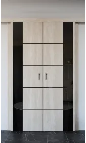 Міжкімнатні подвійні розсувні двері «Modern-80-2-slider-black» колір дуб немо лате
