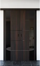 Міжкімнатні подвійні розсувні двері «Modern-80-2-slider-black» колір горіх морений темний