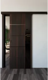 Міжкімнатні розсувні двері  «Modern-80-slider-black»‎ колір горіх морений темний