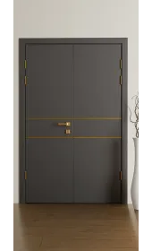 Міжкімнатні двійні двері "Techno-67f-2-gold molding»" Фаворит