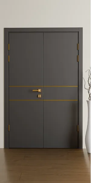 Межкомнатная двойная дверь Techno-67f-2-gold molding Фаворит