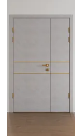 Міжкімнатні полуторні двері «Techno-67f-half-gold molding»‎ Фаворит