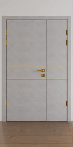 Межкомнатная полуторная дверь «Techno-67f-half-gold molding»‎ Фаворит