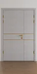 Межкомнатная полуторная дверь «Techno-67f-half-gold molding»‎ Фаворит