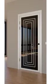 Межкомнатная крашеная дверь с зеркалом «Techno-92-painted mirror black» Фаворит