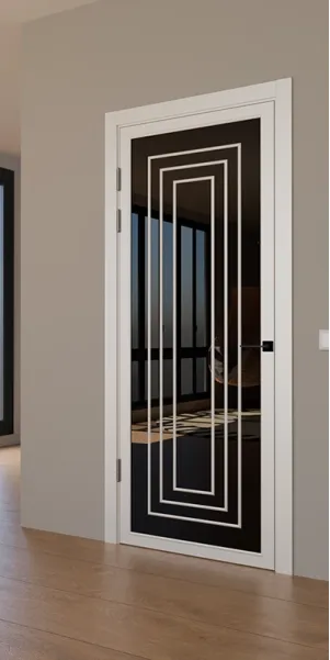 Межкомнатная крашеная дверь с зеркалом «Techno-92-painted mirror black» Фаворит