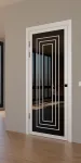 Межкомнатная крашеная дверь с зеркалом «Techno-92-painted mirror black» Фаворит