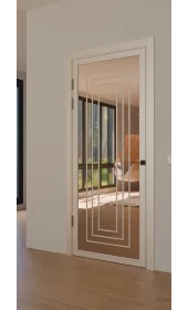 Межкомнатная крашеная дверь с зеркалом «Techno-92-painted mirror bronze» Фаворит