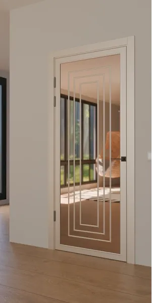 Межкомнатная крашеная дверь с зеркалом «Techno-92-painted mirror bronze» Фаворит