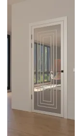 Межкомнатная крашеная дверь с зеркалом «Techno-92-painted mirror grafit» Фаворит