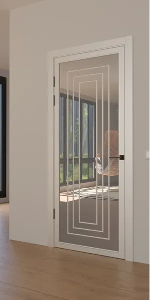 Межкомнатная крашеная дверь с зеркалом «Techno-92-painted mirror grafit» Фаворит