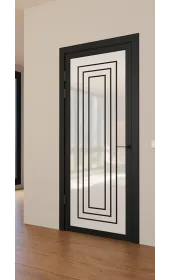 Межкомнатная крашеная дверь с зеркалом «Techno-92-painted mirror milk» Фаворит