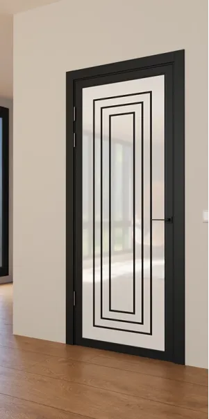 Межкомнатная крашеная дверь с зеркалом «Techno-92-painted mirror milk» Фаворит