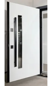 Двері Техас Фанера Сіра у відкритому положенні