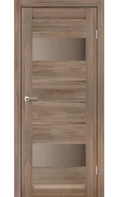 Міжкімнатні двері Arona сіре дерево скло сатин бронза Leador