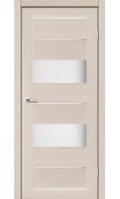 Межкомнатная дверь Canneli белый дуб латте стекло сатин Leador