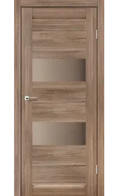 Межкомнатная дверь Canneli серое дерево стекло сатин бронза Leador