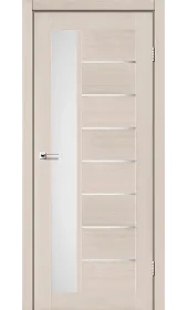 Міжкімнатні двері Lorenza дуб латте скло сатин білий Leador