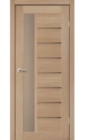 Міжкімнатні двері Lorenza дуб мокко скло сатин бронза Leador