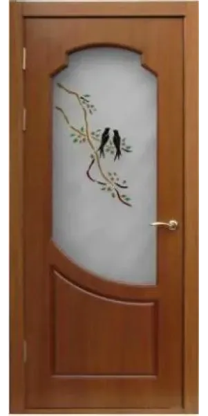 Двері М7 Ветка сакуры с ласточками остекленное Рустикаль Двері М7 Ветка сакуры с ласточками остекленное Рустикаль