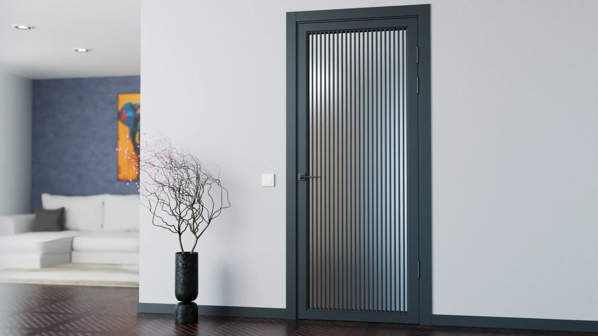 Приклад інтер'єру Modern-75-painted mirror grafit satyn