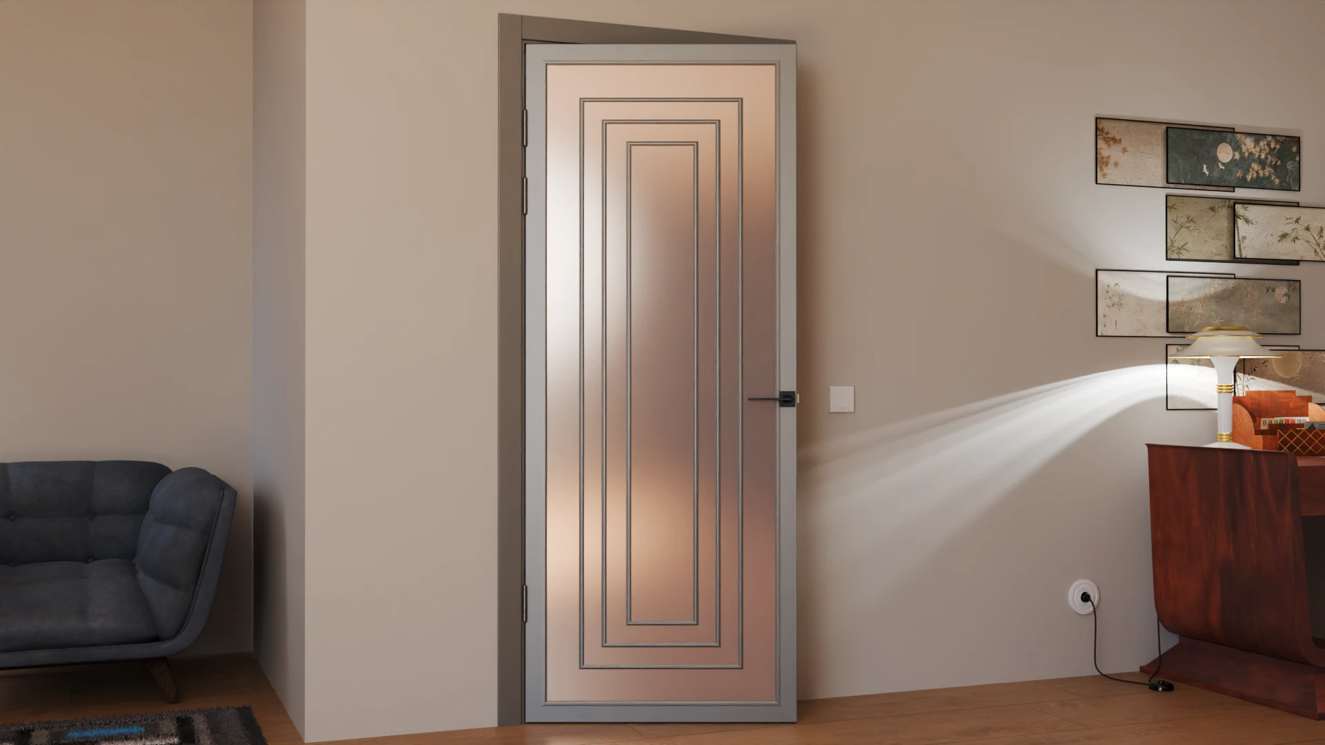 Пример интерьера Techno-92-painted mirror bronze satyn